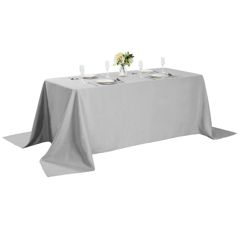 Cupuamon Rectangle Tablecloth 90x156 inch Washable Polyester Fabric Table Cloth for Wedding Party Dining Banquet Decorationï¼ˆ90x156, Silverï¼‰ - Image 1